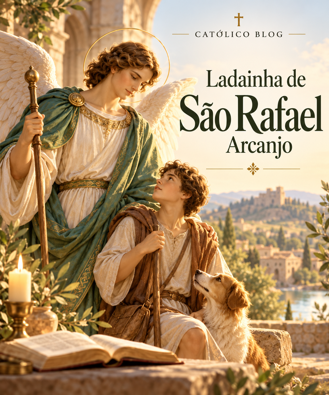 São Rafael Arcanjo acompanhando Tobias em sua jornada