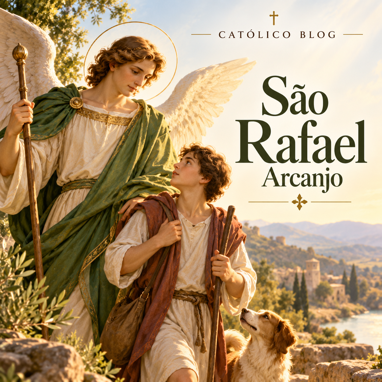 São Rafael Arcanjo acompanhando Tobias em sua jornada